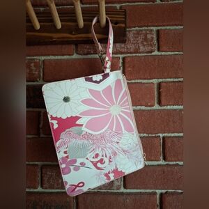 Floral Pink and White Wristlet